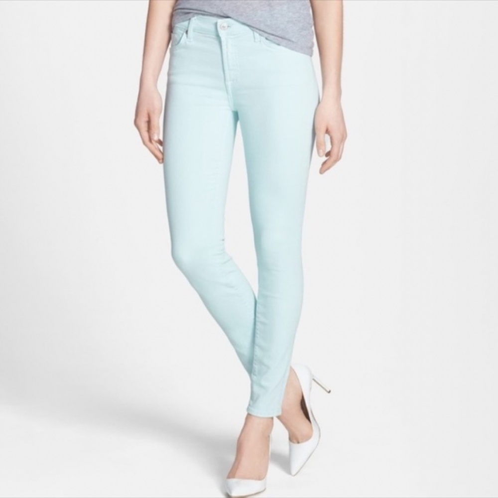 7 of All Mankind teal skinny jeans
